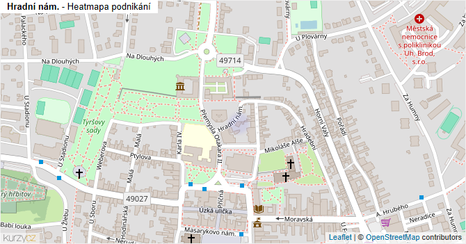 Hradní nám. - mapa podnikání