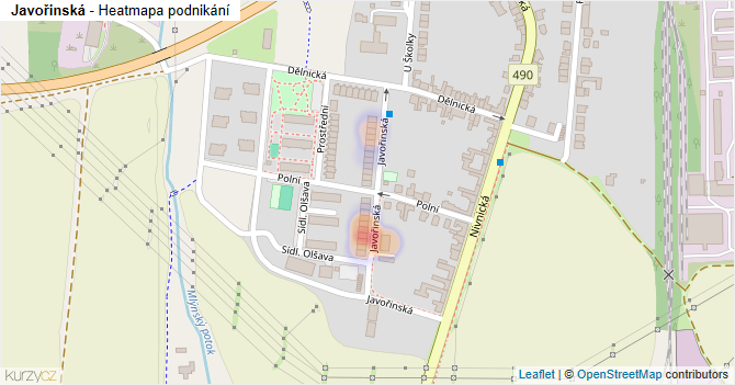 Javořinská - mapa podnikání