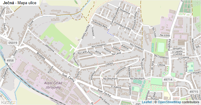 Ječná - mapa ulice