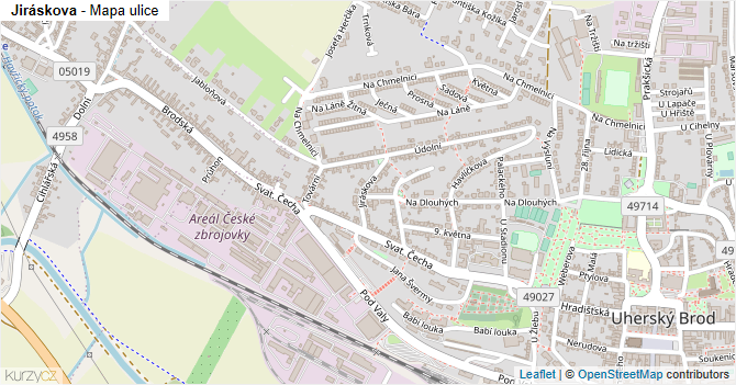Jiráskova - mapa ulice