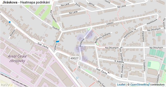 Jiráskova - mapa podnikání