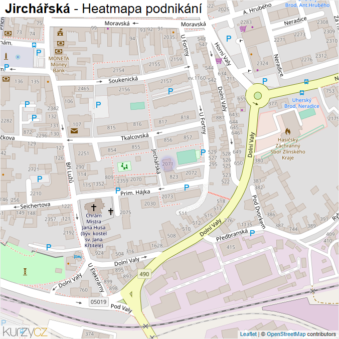 Mapa Jirchářská - Firmy v ulici.