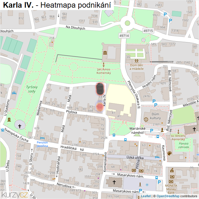 Mapa Karla IV. - Firmy v ulici.
