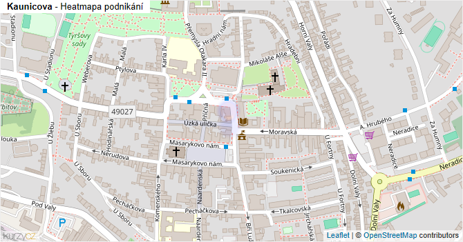 Kaunicova - mapa podnikání
