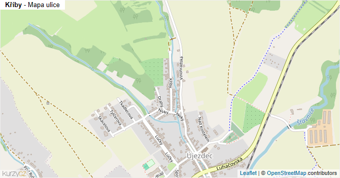 Kříby - mapa ulice