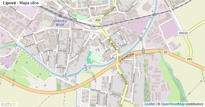 Lipová - mapa ulice