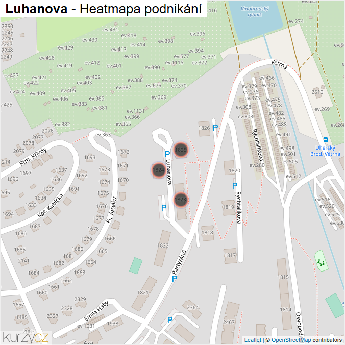 Mapa Luhanova - Firmy v ulici.