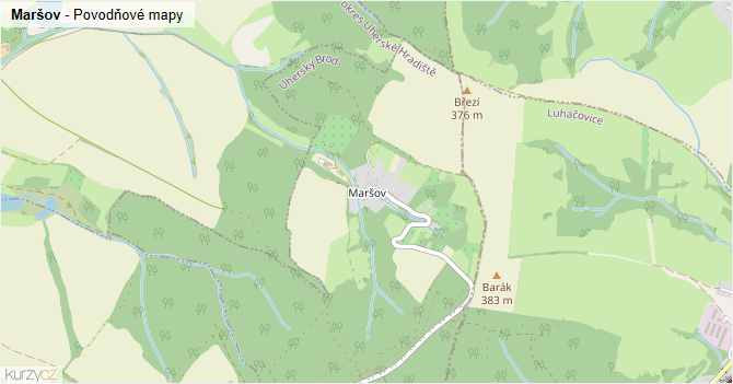Maršov - záplavové mapy stoleté vody