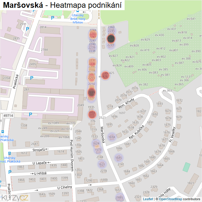 Mapa Maršovská - Firmy v ulici.