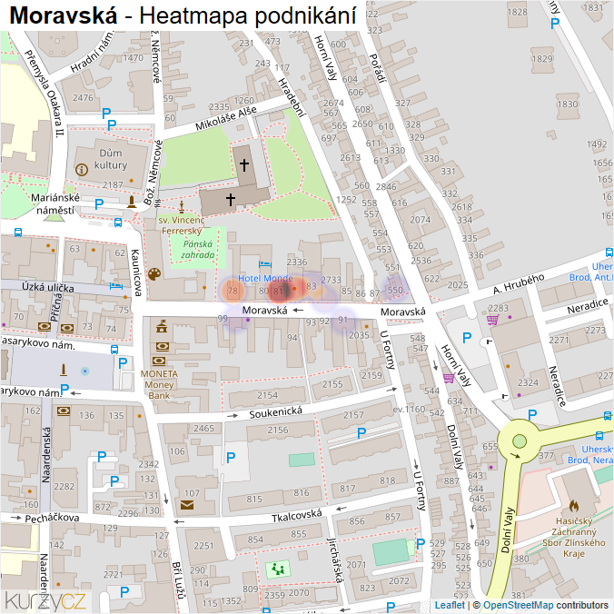 Mapa Moravská - Firmy v ulici.