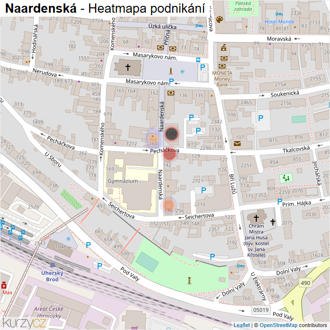 Mapa Naardenská - Firmy v ulici.