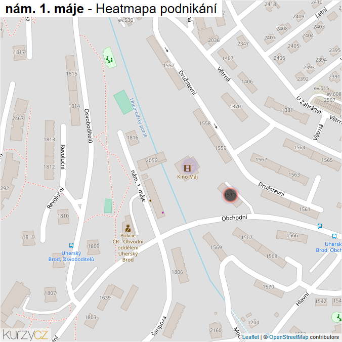Mapa nám. 1. máje - Firmy v ulici.