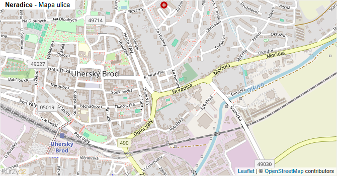 Neradice - mapa ulice