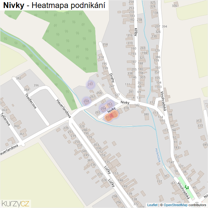 Mapa Nivky - Firmy v ulici.
