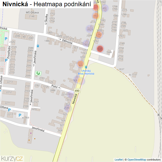 Mapa Nivnická - Firmy v ulici.