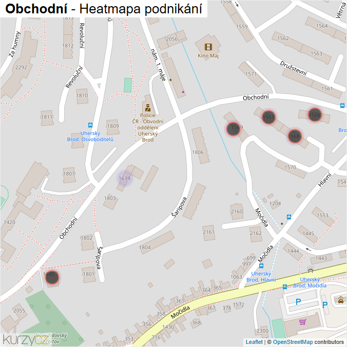 Mapa Obchodní - Firmy v ulici.