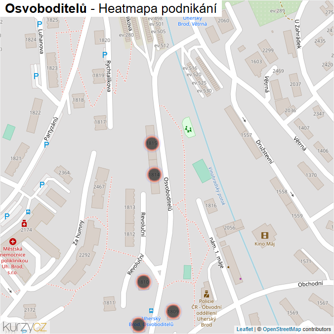 Mapa Osvoboditelů - Firmy v ulici.