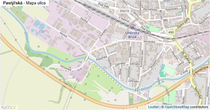 Pastýřská - mapa ulice