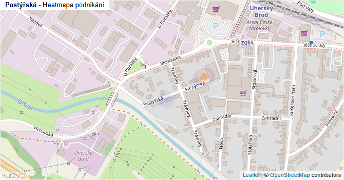 Pastýřská - mapa podnikání