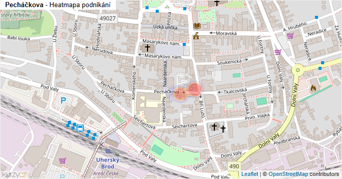 Pecháčkova - mapa podnikání