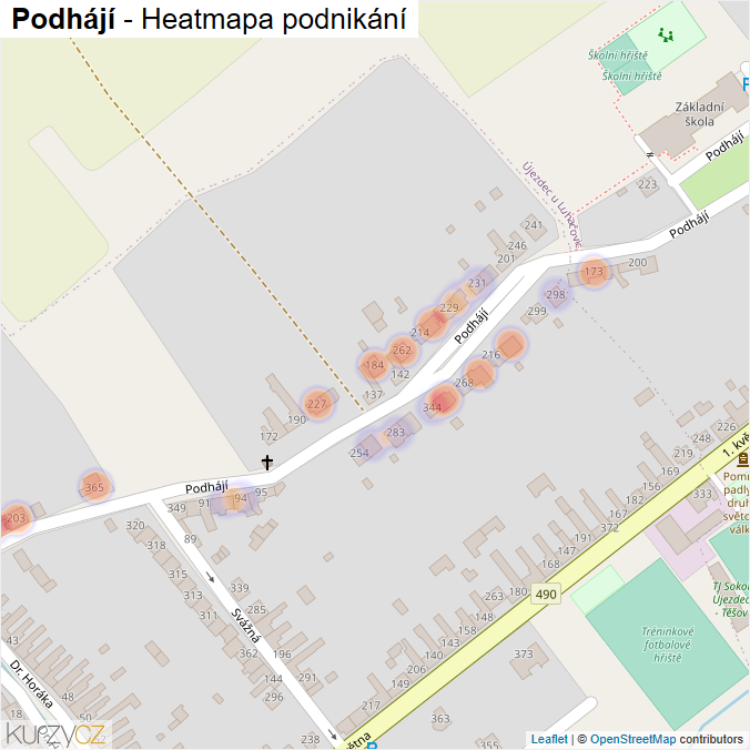 Mapa Podhájí - Firmy v ulici.