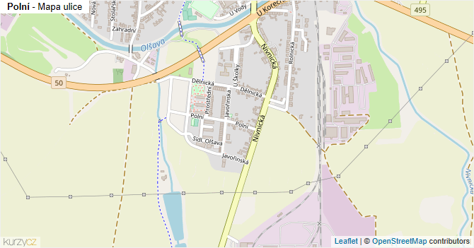 Polní - mapa ulice