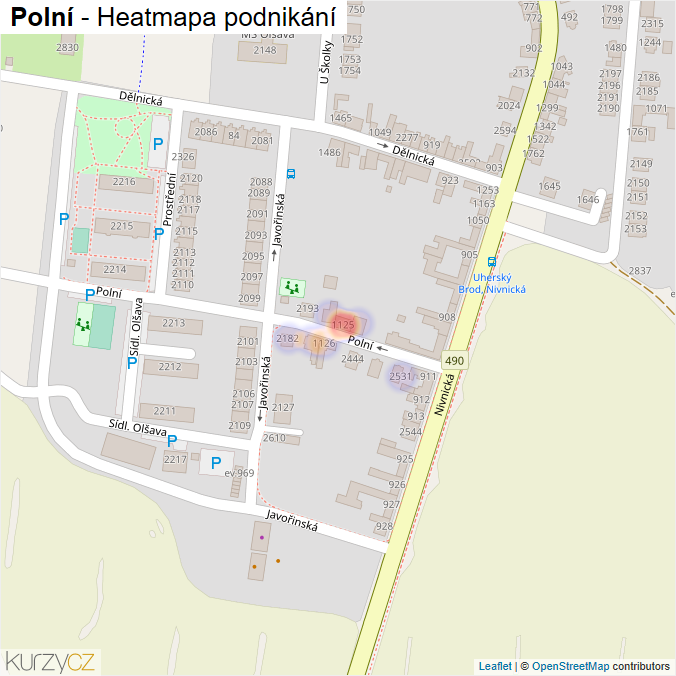 Mapa Polní - Firmy v ulici.