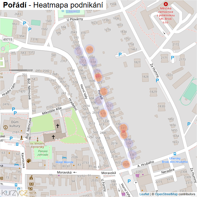 Mapa Pořádí - Firmy v ulici.