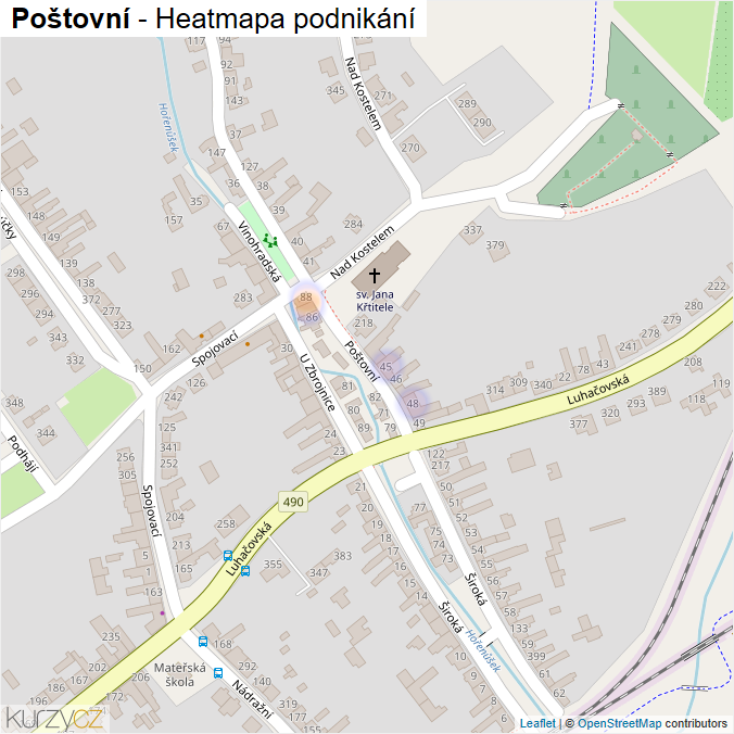 Mapa Poštovní - Firmy v ulici.