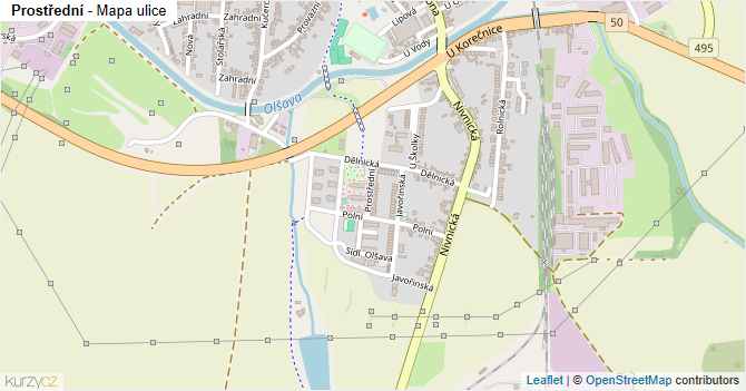 Prostřední - mapa ulice