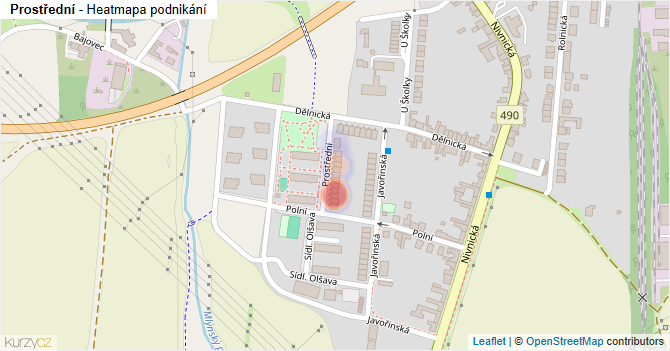 Prostřední - mapa podnikání
