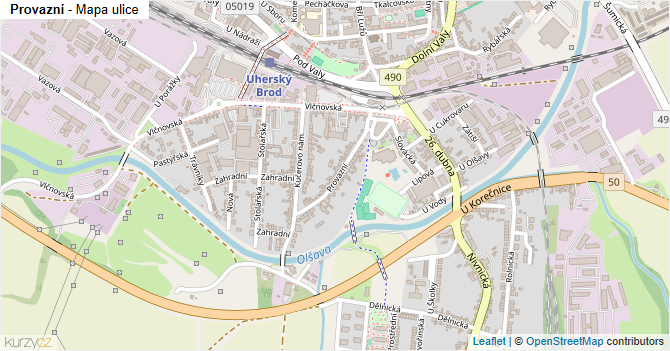 Provazní - mapa ulice