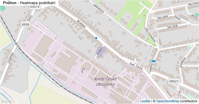 Průhon - mapa podnikání