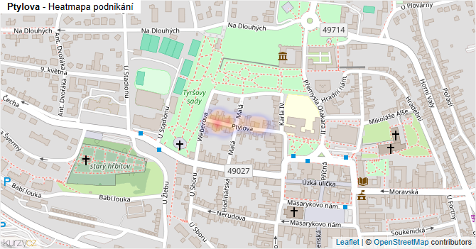 Ptylova - mapa podnikání