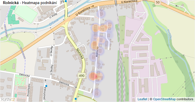 Rolnická - mapa podnikání