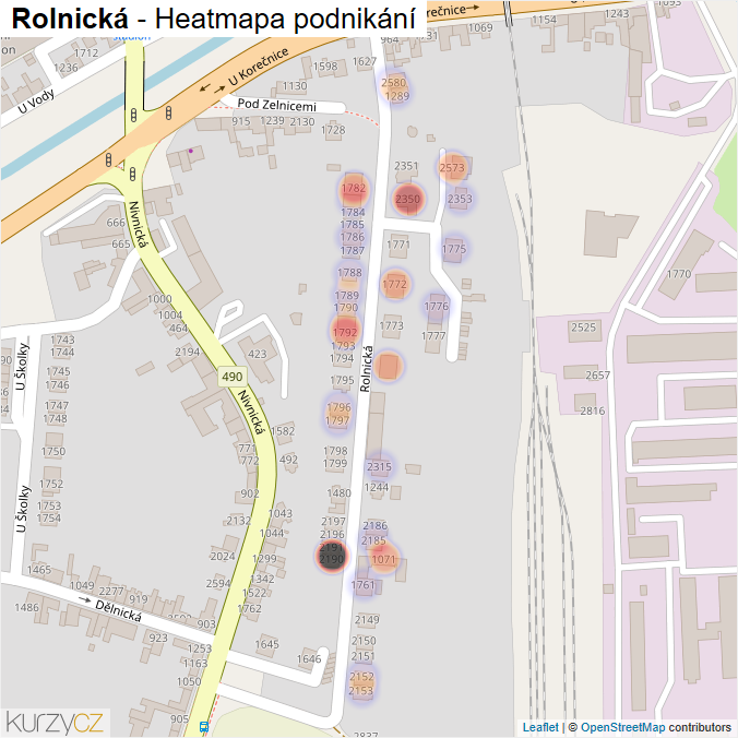 Mapa Rolnická - Firmy v ulici.