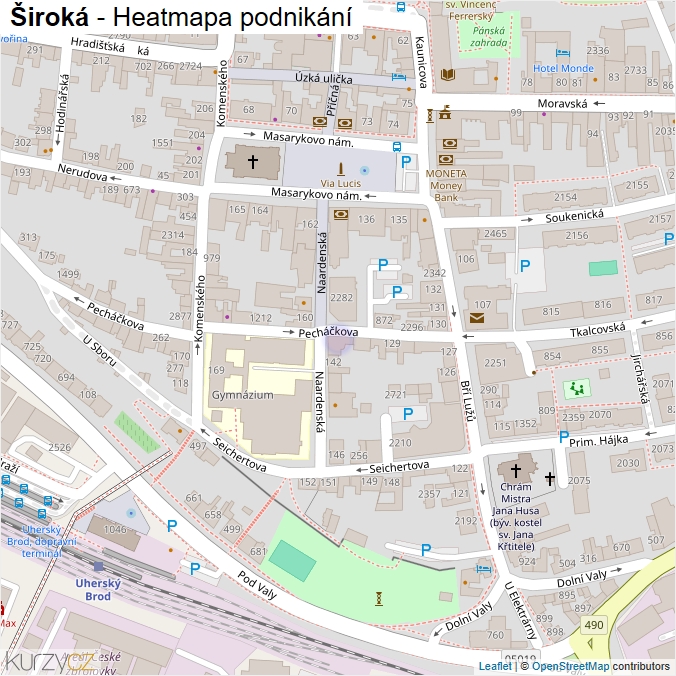 Mapa Široká - Firmy v ulici.