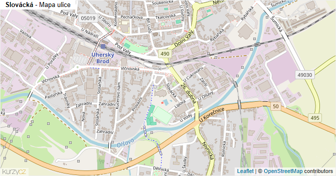 Slovácká - mapa ulice
