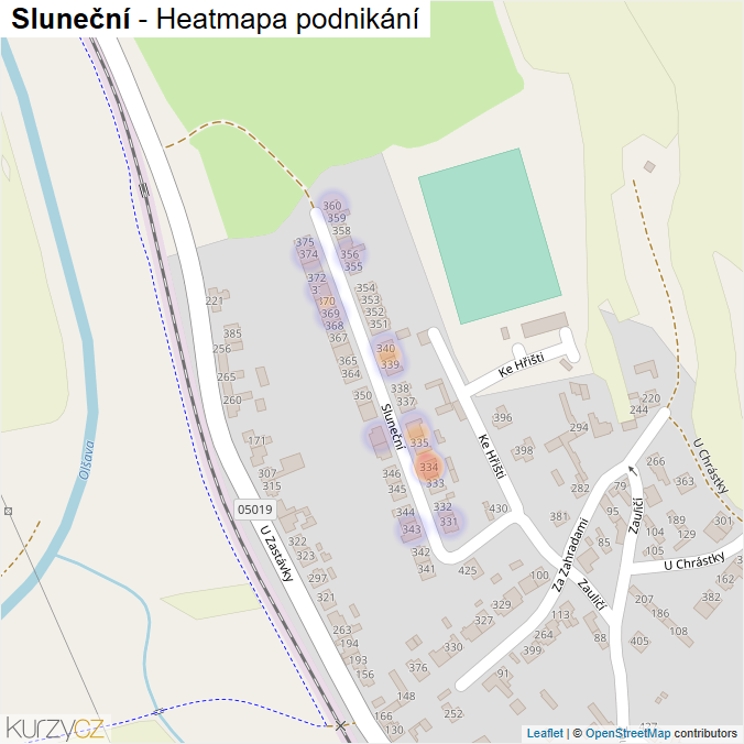 Mapa Sluneční - Firmy v ulici.