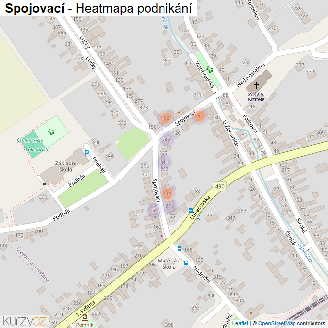 Mapa Spojovací - Firmy v ulici.