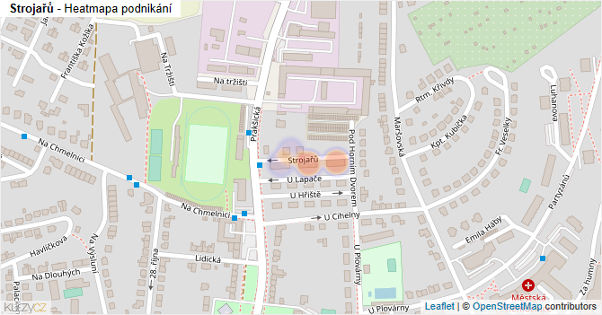 Strojařů - mapa podnikání