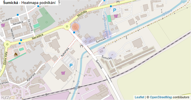Šumická - mapa podnikání