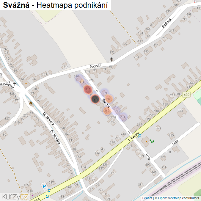 Mapa Svážná - Firmy v ulici.