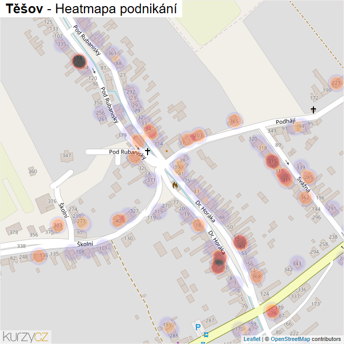 Mapa Těšov - Firmy v části obce.
