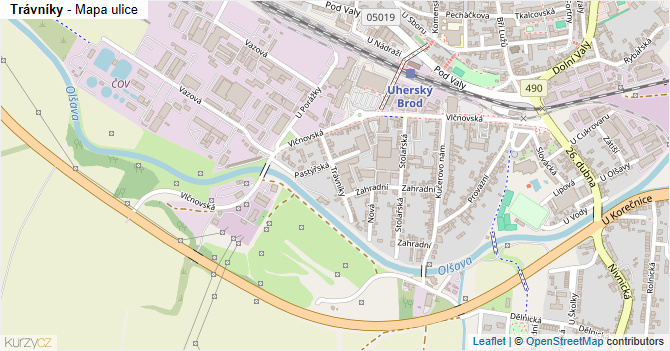 Trávníky - mapa ulice