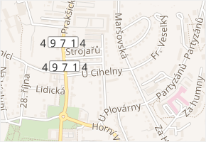 U Cihelny v obci Uherský Brod - mapa ulice