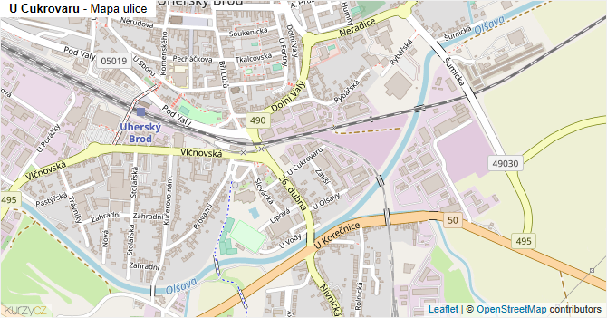 U Cukrovaru - mapa ulice