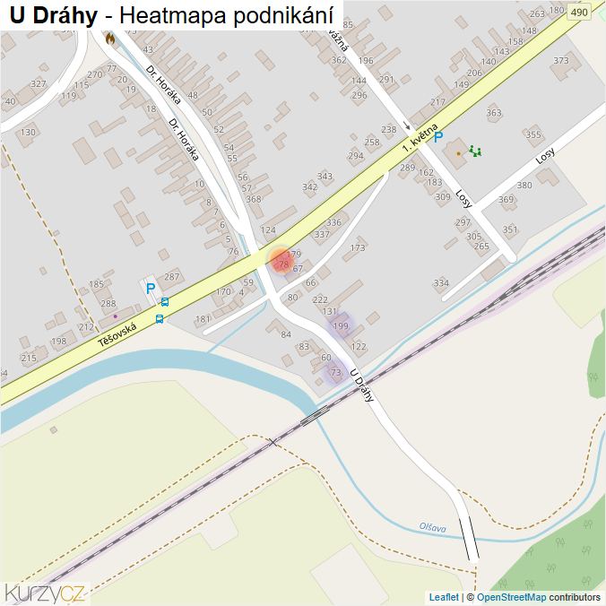 Mapa U Dráhy - Firmy v ulici.