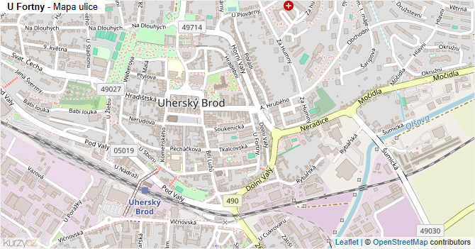 U Fortny - mapa ulice