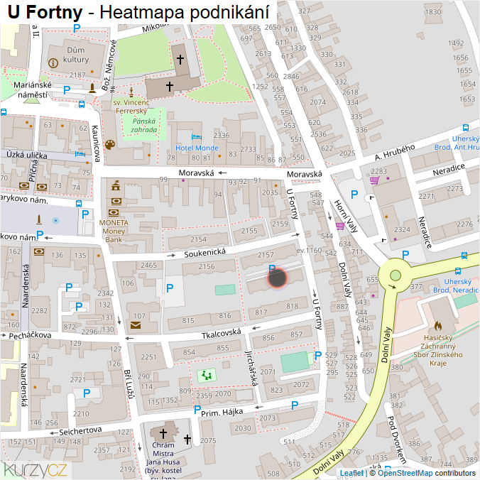 Mapa U Fortny - Firmy v ulici.